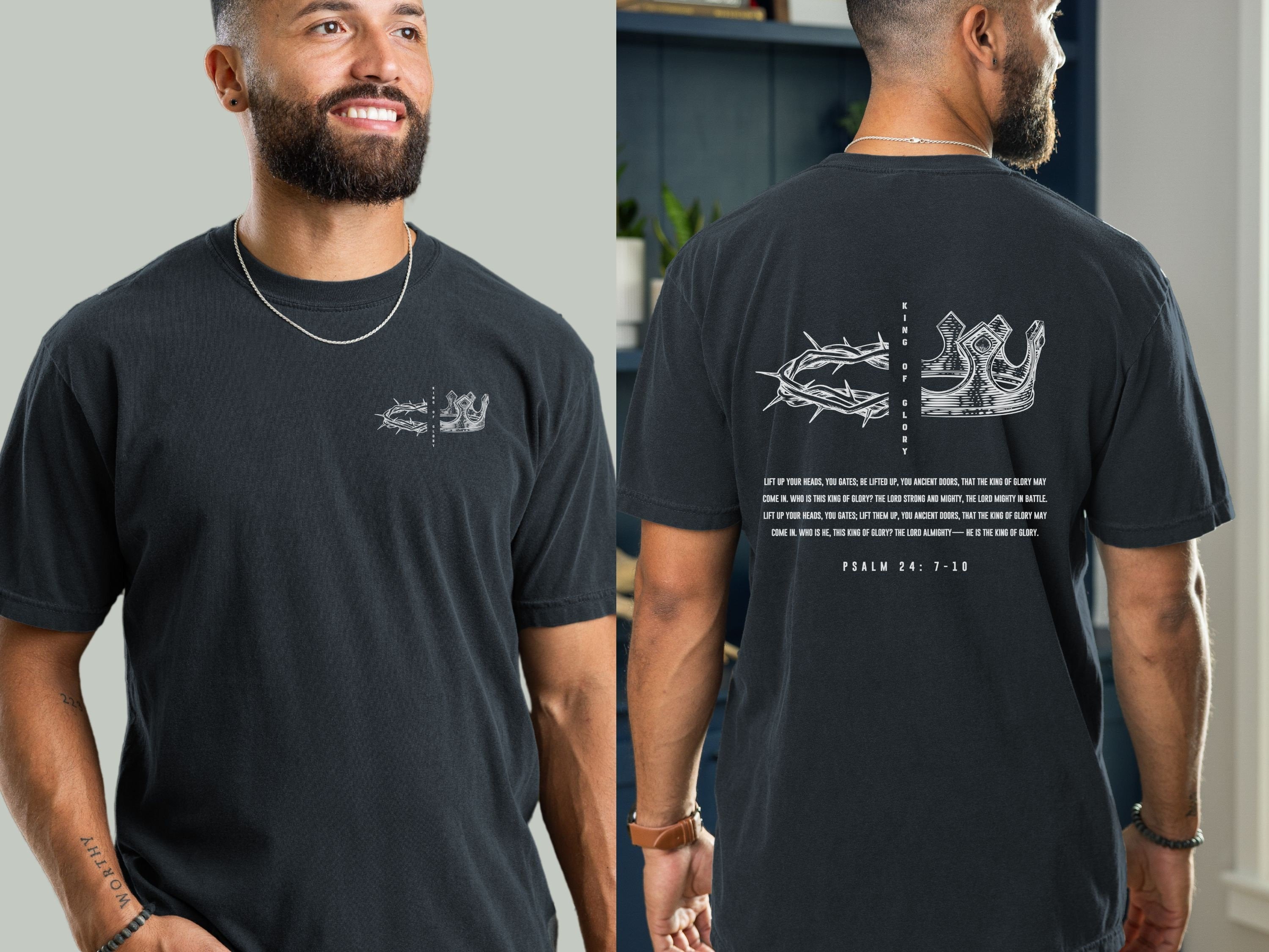 Men's Christian King of Glory Shirt, Fathers Day Christian Gifts, Psalm 24 Comfort Color Shirt, Christian Shirts for Men, Christian tshirt